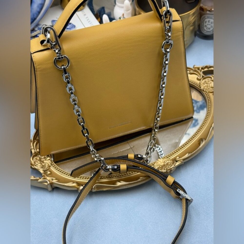 🆕 KARL LAGERFELD 🧿 NWOT K/Signature Medium Crossbody Bag, Trench Beige Yellow - Picture 9 of 16